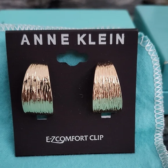 Anne Klein Gold Clip-On Earrings - Picture 1 of 4
